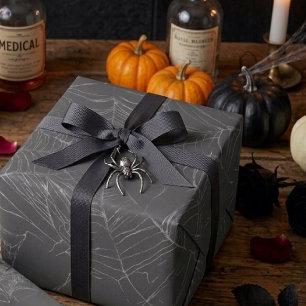 Zwart Widow Spinnen En Spinnenweb Teken Kunst Cadeaupapier