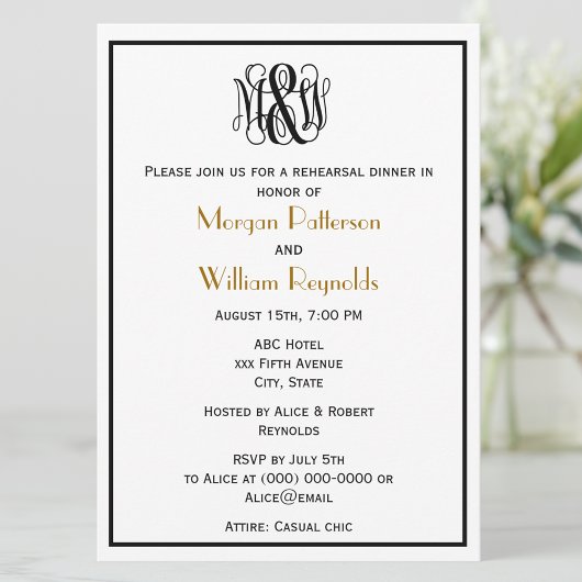 Zwart-wijnstokmonogram DIY BG-repetitiesterren Kaart