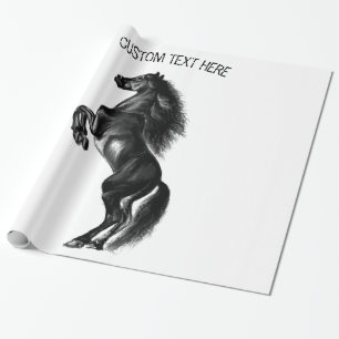 Zwart Wild Horse Wrapping Paper met aangepaste tek Cadeaupapier