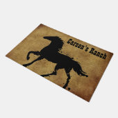 Zwart, Wilde Paard Silhouet, Custom Deurmat (Schuin)