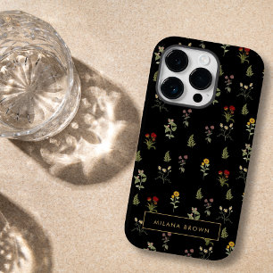 Zwart  Wildflower bloemmotief Chique Case-Mate iPhone 14 Pro Hoesje