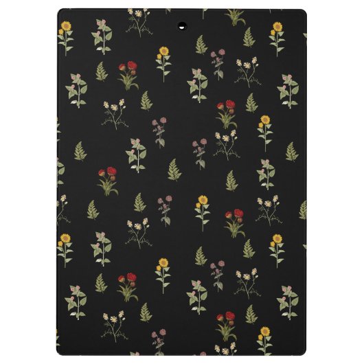 Zwart  Wildflower bloempatroon Klembord (Achterkant)