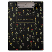 Zwart  Wildflower bloempatroon Klembord (Voorkant)