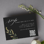 Zwart Wildflower Elegant Bruiloft QR Code RSVP Kaartje<br><div class="desc">Bruiloft RSVP Behuizing Kaart met QR Code,  Bruiloft Website en Meer info. Voor meer geavanceerde aanpassing van dit ontwerp,  klikt u op de BLUE DESIGN TOOL BUTTON hierboven! Overeenkomende objecten zijn ook beschikbaar.</div>
