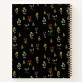 Zwart Wildflower Patroon Gouden Naam Chic Notitieboek (Achterkant)