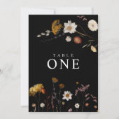 Zwart Wildflower Tafelnummer Kaarten (Voorkant)