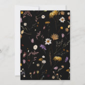 Zwart Wildflower Tafelnummer Kaarten (Achterkant)