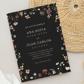 Zwart Wildflower Tuin Herfst QR Code RSVP Bruiloft Kaart