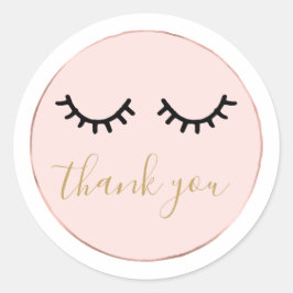 Zwart Wimpers Roos Goud Roze Dank u Ronde Sticker