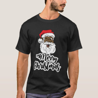 Zwart Winking Santa Merry Afrikaans Amerikaans Ker T-shirt