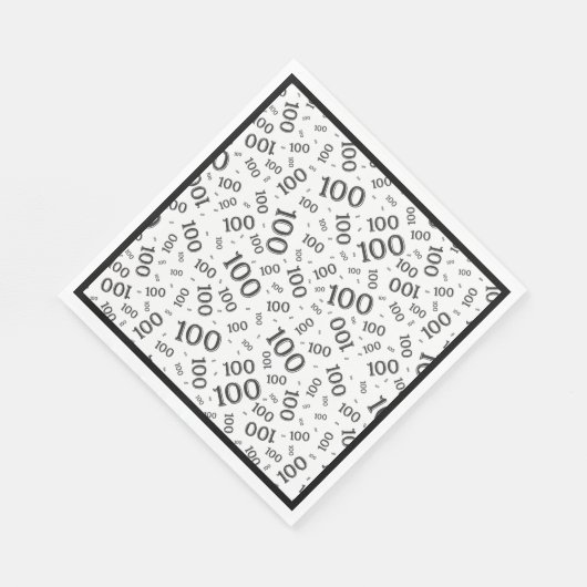 Zwart/wit 100 willekeurig getallenpatroon servet (Hoek)