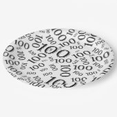 Zwart/wit 100th Birthday Party Number Pattern Papieren Bordje (Gekanteld)