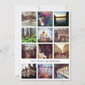 Zwart-wit 12 vierkante foto-raster collage  feestdagenkaart (Voorkant)