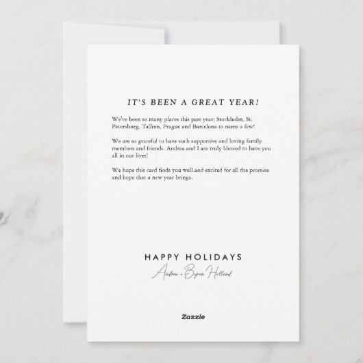 Zwart-wit 12 vierkante foto-raster collage feestdagenkaart (Achterkant)