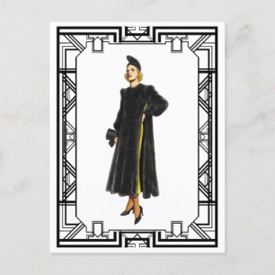 zwart-wit 1930 voor de Mode van een moeraslaag Briefkaart