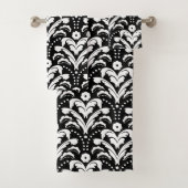 Zwart-wit 1930s Damask Elegant Bad Handdoek (Insitu)