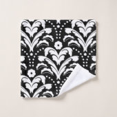 Zwart-wit 1930s Damask Elegant Bad Handdoek (Wasdoekje)