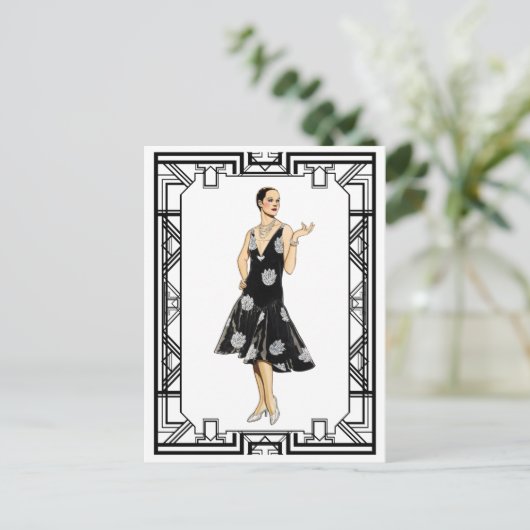 zwart-wit 1930s gepantserd briefkaart (Staand voorkant)