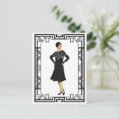  zwart-wit 1930s Sweater Dress Briefkaart (Staand voorkant)