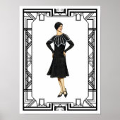 zwart-wit 1930s Sweater Dress Poster (Voorkant)