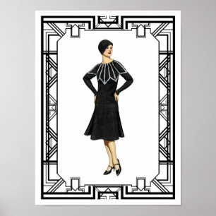  zwart-wit 1930s Sweater Dress Poster