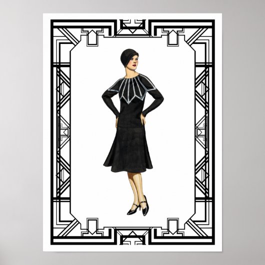  zwart-wit 1930s Sweater Dress Poster (Voorkant)