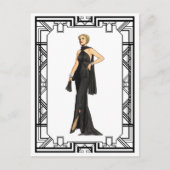  zwart-wit 1930s Zijderoute Mode Briefkaart (Voorkant)