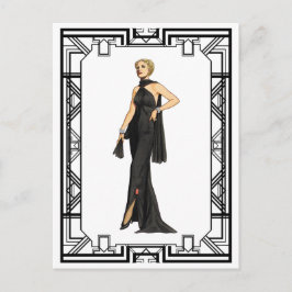 zwart-wit 1930s Zijderoute Mode Briefkaart