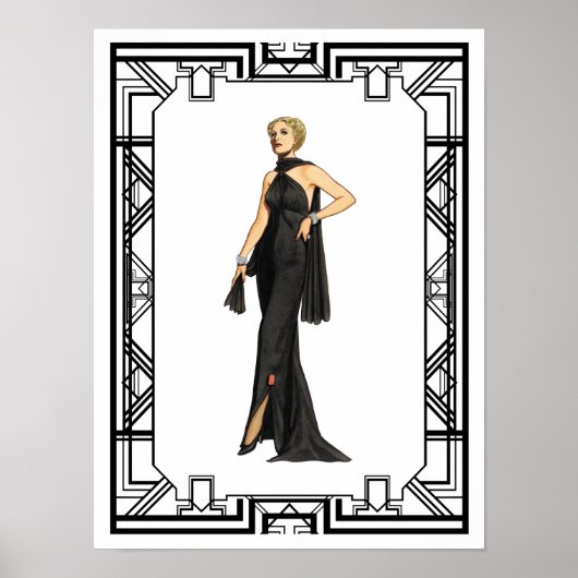  zwart-wit 1930s Zijderoute Mode Poster (Voorkant)