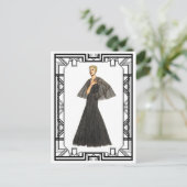 zwart-wit 1940 Zwitserse Dot Tulle Gown Briefkaart (Staand voorkant)