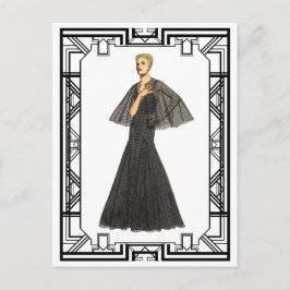 zwart-wit 1940 Zwitserse Dot Tulle Gown Briefkaart