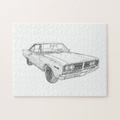 Zwart-wit 1966 Dodge Coronet Illustratie Legpuzzel (Horizontaal)