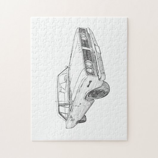 Zwart-wit 1966 Dodge Coronet Illustratie Legpuzzel (Verticaal)