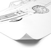 Zwart-wit 1967 Chevy Chevelle Wall Poster (Hoek)