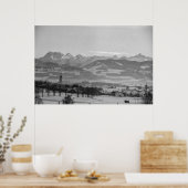 Zwart-wit 1968 Duits winterstadje Beieren Poster (Keuken)