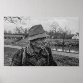 Zwart-wit 1968 Europees portret van een Man Poster (Voorkant)