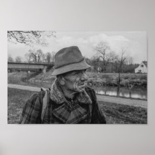 Zwart-wit 1968 Europees portret van een Man Poster