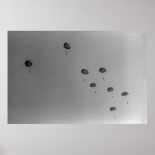 Zwart-wit 1968 Paratrooper Show Poster