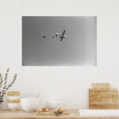 Zwart-wit 1968 Paratroopers Jumping Plane Poster (Keuken)