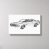 Zwart-wit 1969 Camaro Z28 Illustratie Canvas Afdruk (Voorkant)