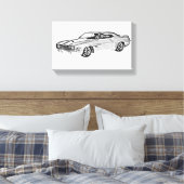 Zwart-wit 1969 Camaro Z28 Illustratie Canvas Afdruk (Insitu (Slaapkamer))