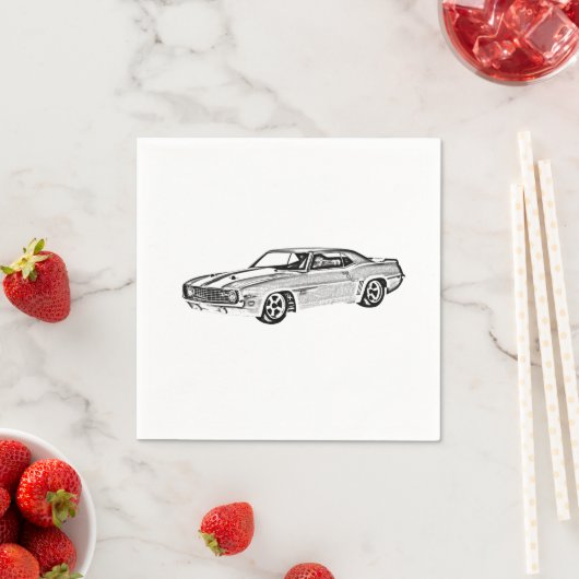 Zwart-wit 1969 Camaro Z28 Paper Party Servetten (Insitu)