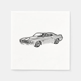 Zwart-wit 1969 Camaro Z28 Paper Party Servetten