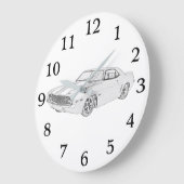 Zwart-wit 1969 Chevy Camaro Rendering Grote Klok (Hoek)