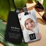 Zwart-wit 1 Aangepast fotocollage Bagagelabel<br><div class="desc">U kunt de foto's van het Instagram voor dit ontwerp gebruiken. Gebruik drie vierkante foto's om een uniek en persoonlijk cadeau te creëer. Of je kunt de hipster puppy houden en een trendy keepslag maken.</div>