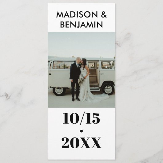 Zwart-wit 1 foto Bold Minimalist Wedding Programmakaart (Voorkant)