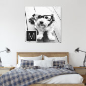Zwart-wit 1 Foto Collage Aangepast monogram Canvas Afdruk (Insitu (Slaapkamer))