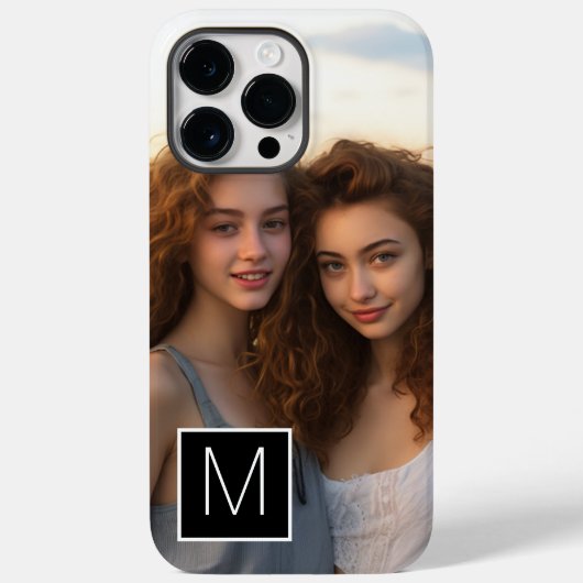 Zwart-wit 1 Foto Collage Aangepast monogram Case-Mate iPhone Case (Achterkant)