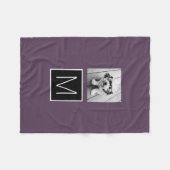 Zwart-wit 1 Foto Collage Aangepast monogram Fleece Deken (Voorkant (Horizontaal))