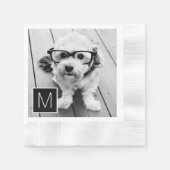 Zwart-wit 1 Foto Collage Aangepast monogram Servetten (Voorkant)